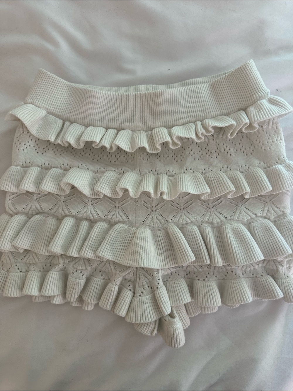 High-Waist Ruffle Knit Shorts